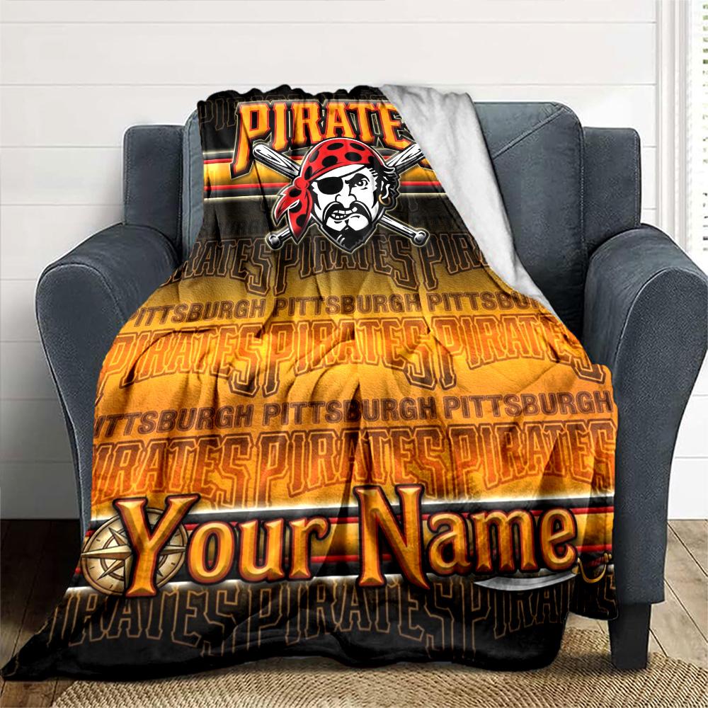 Name Custom Pittsburgh Pirates Print Flannel Blanket High Quality Warm Comfortable Cover for All Seasons Perfect for Gifts Home Decor