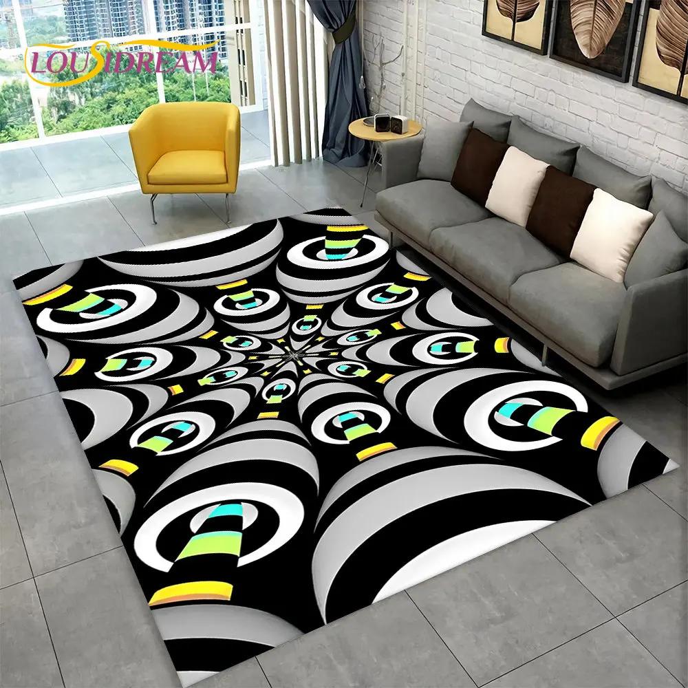 3D Vortex Illusion Area Rug,Abstract Geometric Optical Carpet Rug for Living Room Bedroom Sofa Doormat Decor Non-slip Floor Mat