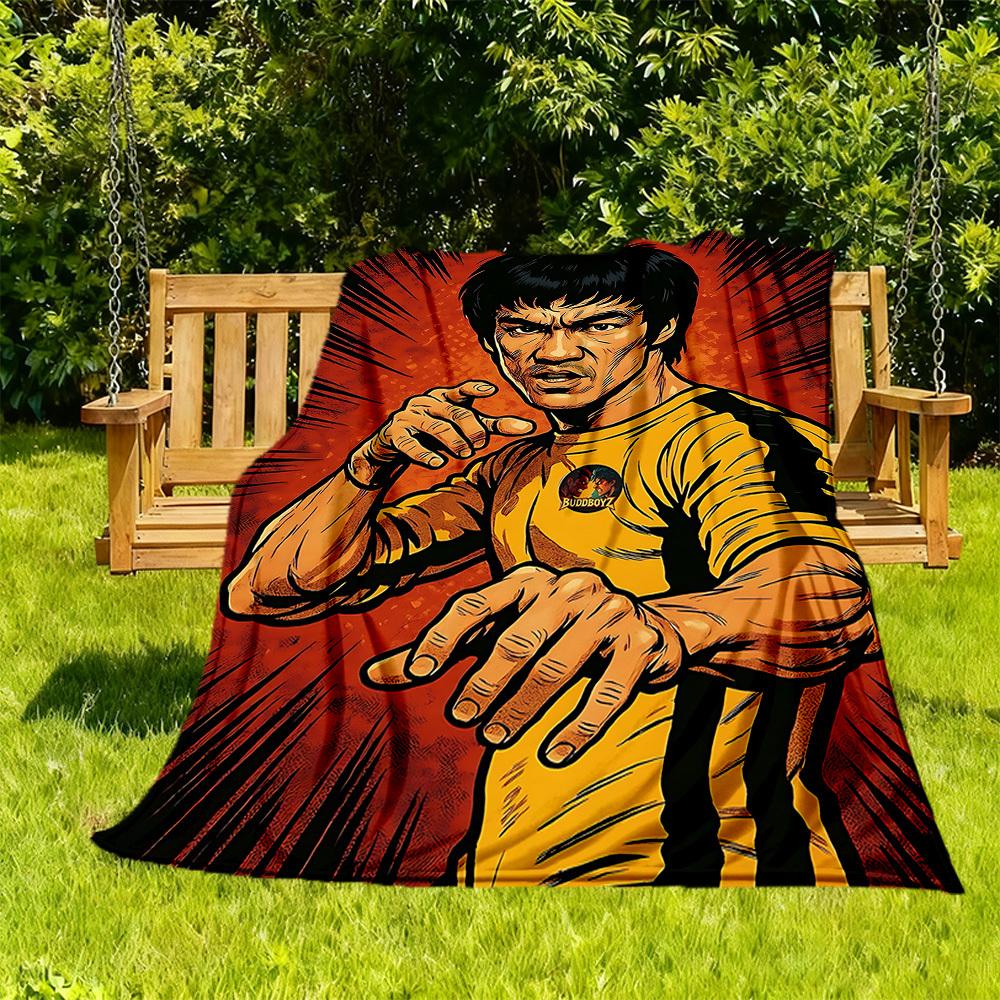 1 Stück Bruce Lee, Kampfsport Outdoor-Decke Leichtes Flanell, Weich & Warm, Ganzjahresnutzung für Sofa, Outdoor, Camping, Wohnzimmer, Büro80