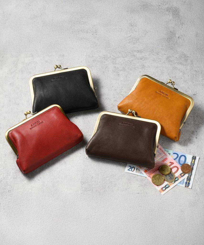 Goat Leather Clasp Wallet (Women's Wallet, Clasp Pouch, Coin Purse, Leather, Compact, Cute, Popular, Easy To Use) SL-G-2879 (Black)