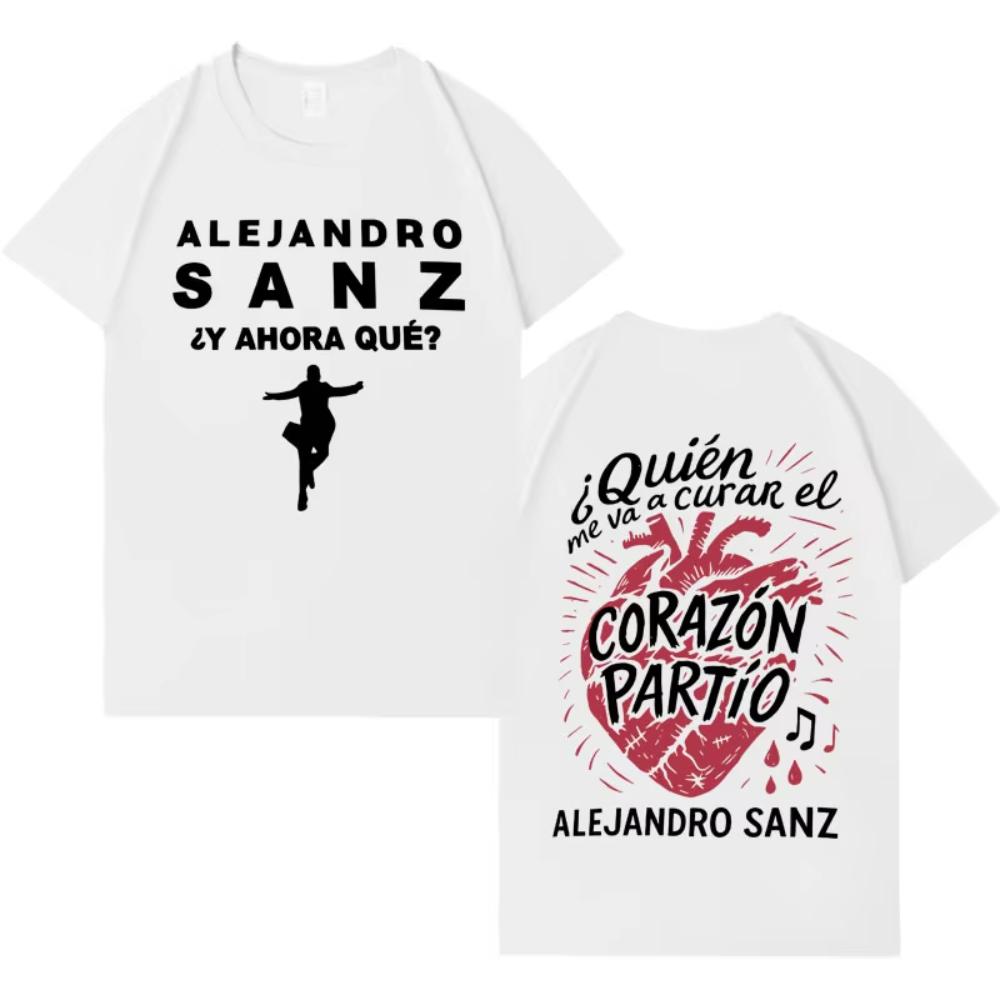 Singer Alejandro Sanz Trendy Graphics Short Sleeve Tshirt Men Women Punk Casual Y2K Clothing Fan Gifts