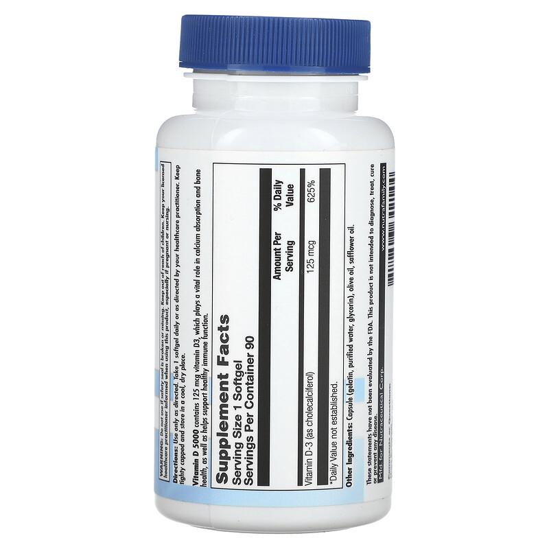 Vitamin D 5000, 125 Mcg, 90 Softgels