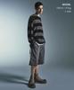 MUSINSA STANDARD 90S Grunge Stripe Crew Neck Knit [Gray/Black]