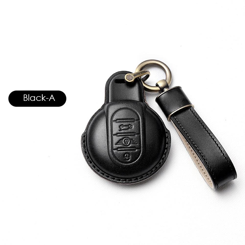 Leather Car Key Case Cover for BMW MINI COOPER S ONE JCW F54 F55 F56 F57 F60 CLUBMAN COUNTRYMAN Remote Fob Holder Shell Keychain