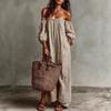 Independent Station European and American Summer New Products Lazy Chic Striped Shoulder Long Dress