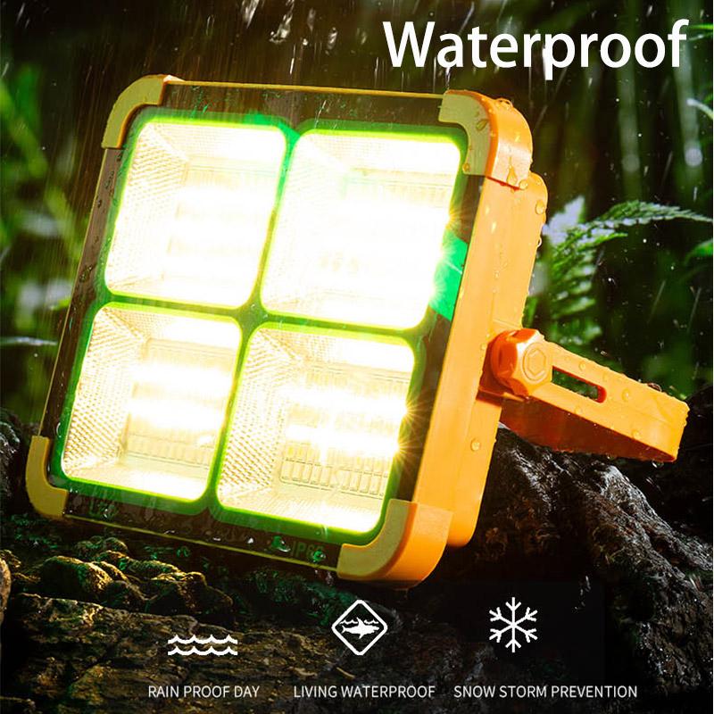 LED Solar Camping Lantern Rechargeable Outdoor Floodlight Waterproof Solar Power Supply Repair Work Emergency Lamp Power Bank