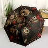 Gothic Teddy Bear & Clown Wall Clock - Halloween DecorUmbrella, Portable 3-Fold Umbrella for Men & Women,Christmas Gift ES336