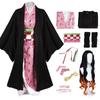 Anime Dämon Slayer Kimetsu No Yaiba Kamado Nezuko Cosplay Kostüm Frauen Kimono Perücke Halloween Karneval Outfit Anzug