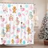 GAEChristmas Shower Curtain Cute Xmas Snowman Gingerbread-Man Santa Claus Shower Curtain for Kids Christmas Bathroom Waterpro