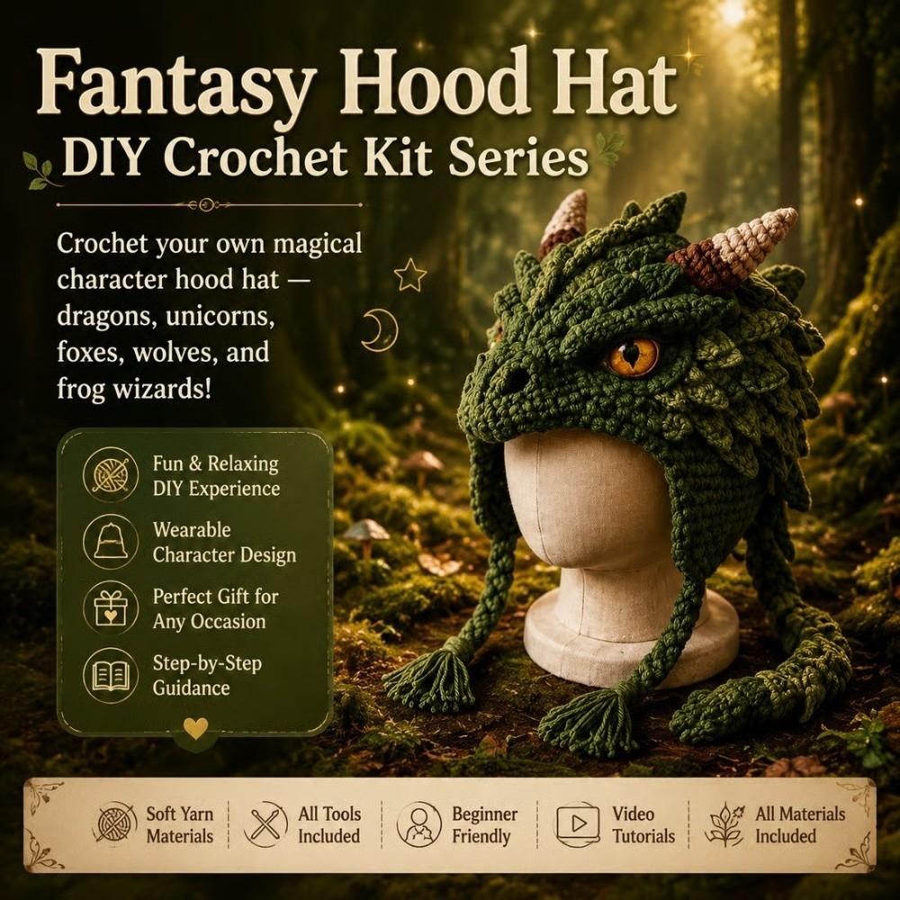 With Step-by-Step Guide Knitted Hat Crochet Kit DIY Animal Hood Hat Crochet Kit  for Beginners