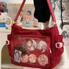 Dámska Ita taška Módna taška cez rameno s priehľadným okienkom Jednoduchá nákupná taška Nastaviteľný popruh Štýlová crossbody taška Trendová vonkajšia taška