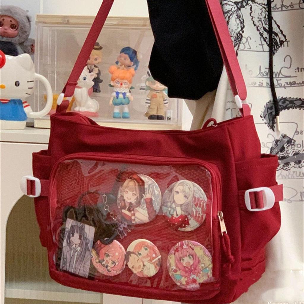 Dámska Ita taška Módna taška cez rameno s priehľadným okienkom Jednoduchá nákupná taška Nastaviteľný popruh Štýlová crossbody taška Trendová vonkajšia taška