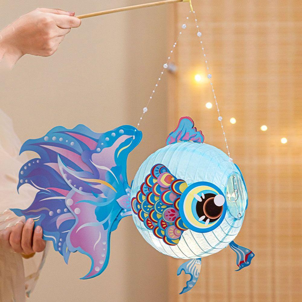 New Cartoon Goldfish Mid-Autumn Festival Lantern Material Package Handmade Mid-Autumn Festival DIY Lantern Koi Lantern Festival