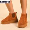 Fashion Flats Platform Women Suede Snow Ankle Boots Winter Shoes 2025 Trend New Warm Short Plush Chelsea Boots Casual Sport Mujer Botas