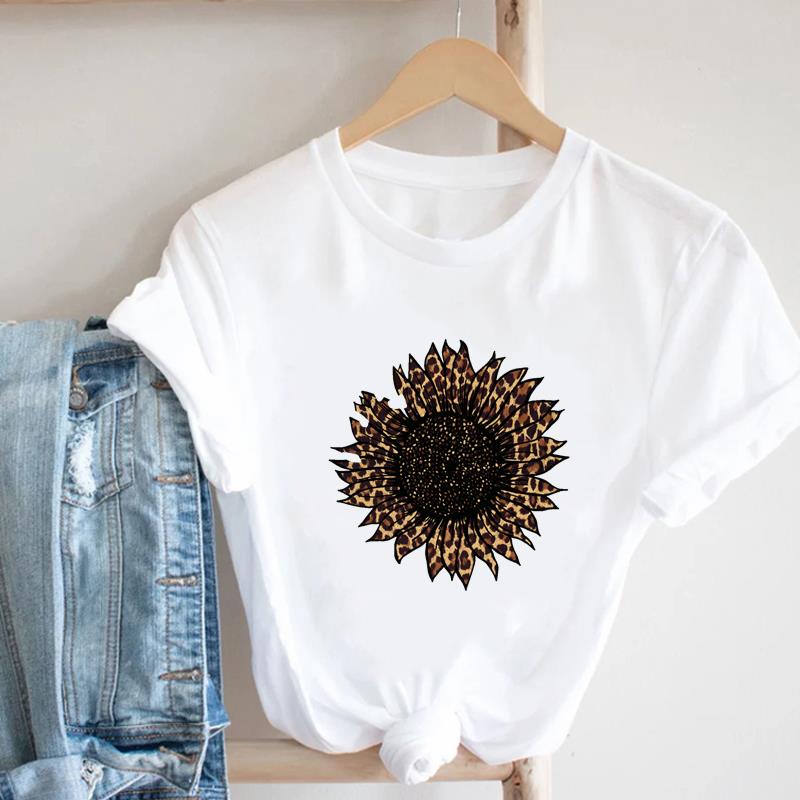 (Asiatisk storlek)T-shirt Kläder Blommig Bokstav Blomma 90-tals Tee Topp Mode Ledig Kort Ärm Kvinnor Tryck Dam Kvinnlig O-hals Grafisk T-shirt