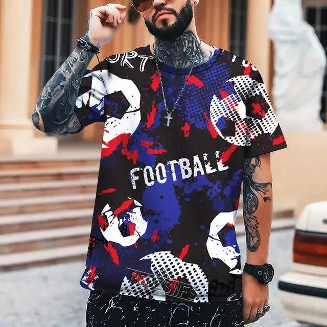 Summer Men T-Shirt Football World Cup Cool 3D Printing Round Neck T-shirt High Quality S-6XL