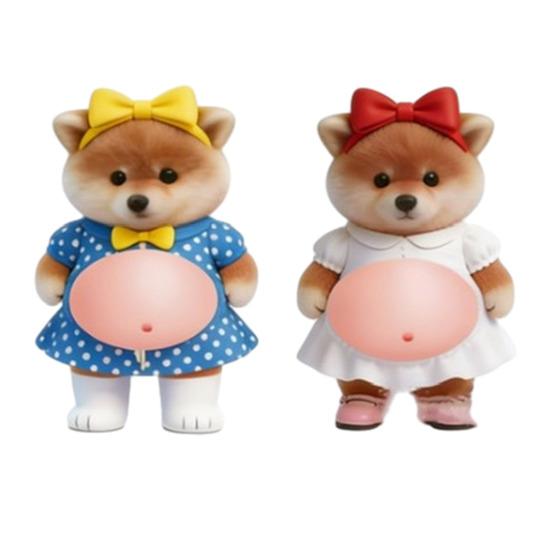 1 Pair Elastic Belly Animal Sticker Anxiety Stress Relief Fat Tummy Dog Cat Horse Decal Pinch Silicone Belly Animal Anti-collision Sticker
