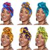 Afrikanischer Druck Turban für Frauen Neue Mode Vorgefertigte Top-Knoten Kopftücher Blume Stretch Hijab Damen Party Hochzeit Kopfschmuck