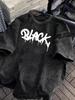 Vintage Acid Wash Black Drip Graffiti Graphic TShirt Oversized Streetwear Cotton Tops for Men Women Harajuku Graphic T Shirts