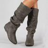 Fashion Women's Shoes 2024 Hot Sale Sleeve Women's Boots Autumn Winter Round Toe Solid High Tube Low-heeled Plus Size Western Boots