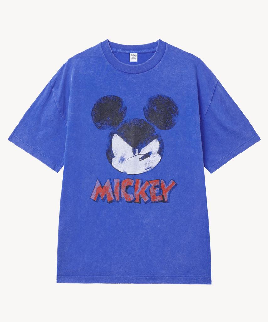VTWO Fade Washed Face _Mickey_ T-Shirt (Blue)