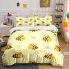 Cute Cartoon Bee and Daisy Bedding Set Bedding set (1 duvet cover, 2 pillowcases, duvet not included)