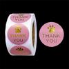 Round Cat Paw Pink & Black Cowhide Thank You Stickers - Hot Stamping Adhesive Seals