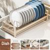 Carbon Steel Pull Out Dish Rack Space Saving Built-In Dish Storage Rack Expandable Practical Bowl Drain Stand Kitchen Cabinet