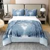 Trees In The Snow Duvet Cover Sets For Kids Teens Queen Lightweight Quilt Covers Winter Themed Bedding Set Room Decor No Quilt