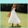 Bohemian Style Sleeveless Spliced Cotton Maxi Dress For Summer Casual Wear