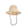 Straw Hat Large Brim Sun Protection Wide Brim Beach Hat with Ethnic Beads