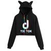 Women Tok Tik Short Pullover Hoodie Spring Autumn Sweatshirt Jumper Tops Crop