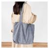 Bolsa Tote de Lona Corduroy - Grande Capacidade, Estilo Coreano, Bolsa de Ombro Única de Pelúcia