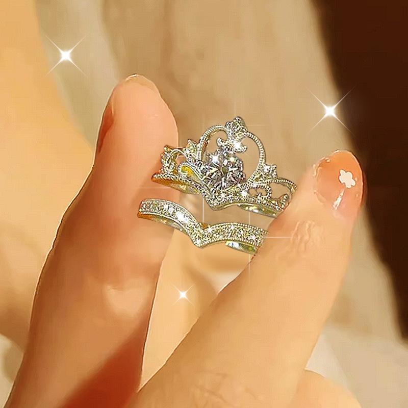 LATS 2 STUKS Kristallen Kroon Verstelbare Ring Onregelmatige Geometrie Vintage Ringen Set voor Vrouwen Meisjes Nieuwe Mode Sieraden