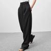 Mode Gefaltete Breite Bein Hosen Herbst Feste Hohe Taille Anzug Hosen Mit Tasche Elegante Büro Dame Hosen 24307