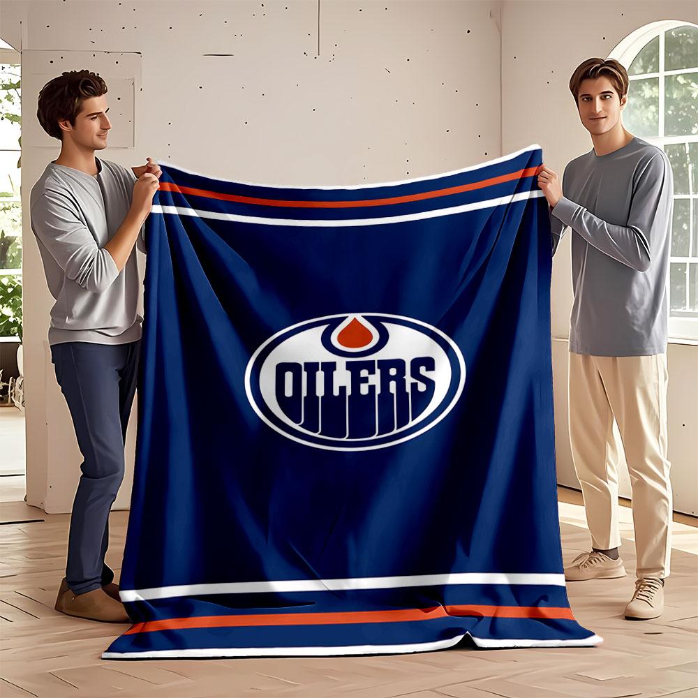 Oilers Blue Logo Blanket print blanket soft and cozy perfect for the living room bed sofa or a nap,gift