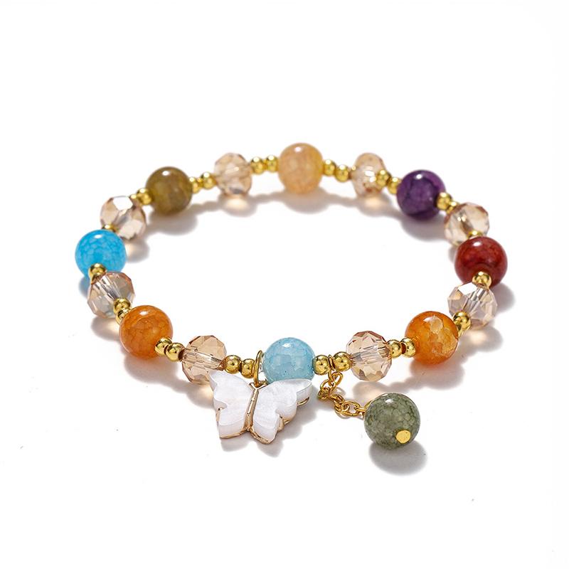 Vrouwen Meisjes Glaskralen Armband Vlinder Vorm Hanger Dames Elegante Bedelarmband Sieraden Accessoires