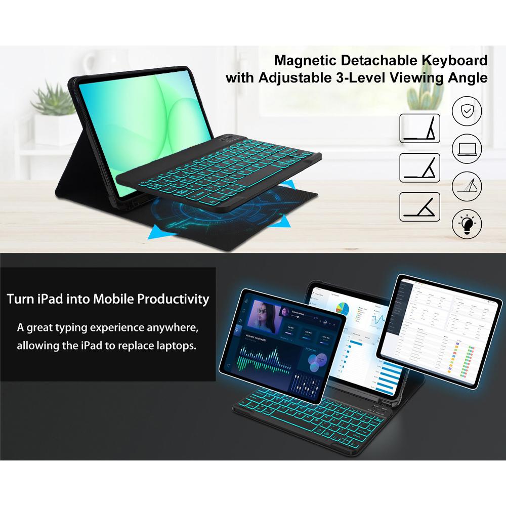 Etui for Samsung Galaxy Tab A11 Plus 11 tommer, Avtakbart Bluetooth-tastaturdeksel for Samsung Tab A11+ SM-X230/235/236B/310/315