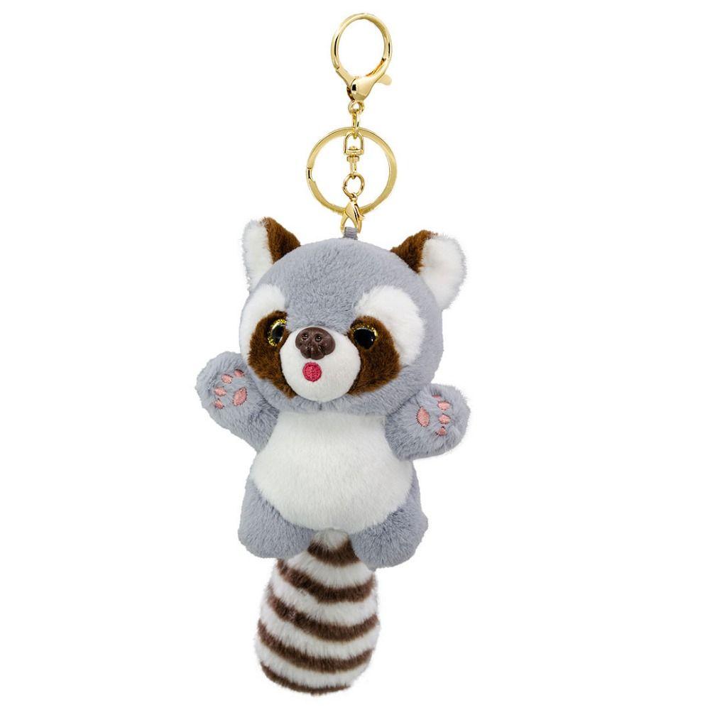 19cm Cute Raccoon Plush Pendant Toy Doll Keychain Backpack Accessorie Gift