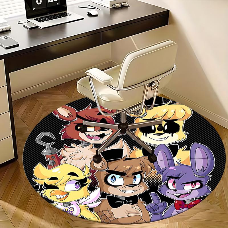 Five Nights at Freddy's,FNAF Chair mat Round Rug-Office carpet, Machine Washable, Non-slip, Suitable for Living Rooms, Bedrooms, Entryways,