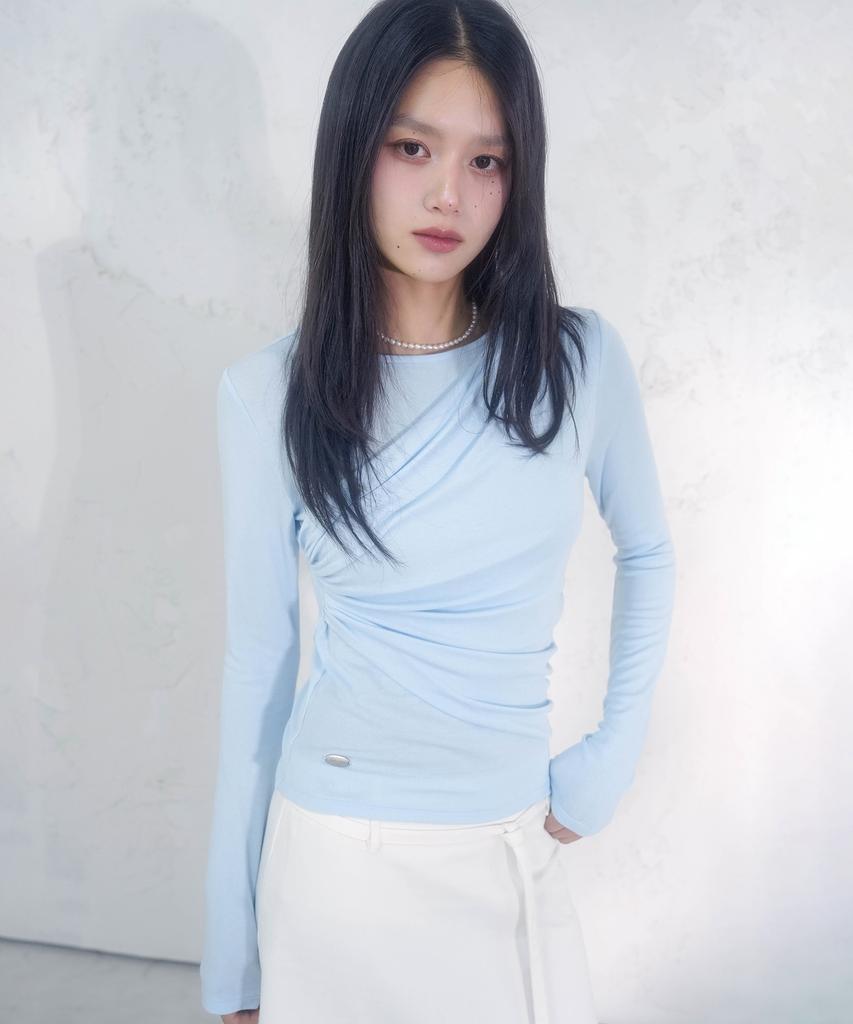 VIVACIOUS Briier Shirring Drape Tee_4 Colors