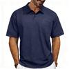 Heren Gewassen Korte Mouw Polo Shirt, Klassieke Reverskraag met Borstzak, Zachte Ademende Stof, Relaxte Pasvorm Business Casual Dagelijks Top