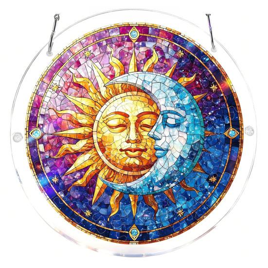 Acrylic Sun Catcher Puzzle Colorful Window Decoration with Hanging Chain DIY
