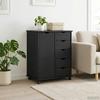 Mobile Cabinet with Wheels Black 63.5 X 39 X 79 Cm Solid Pine Wood
