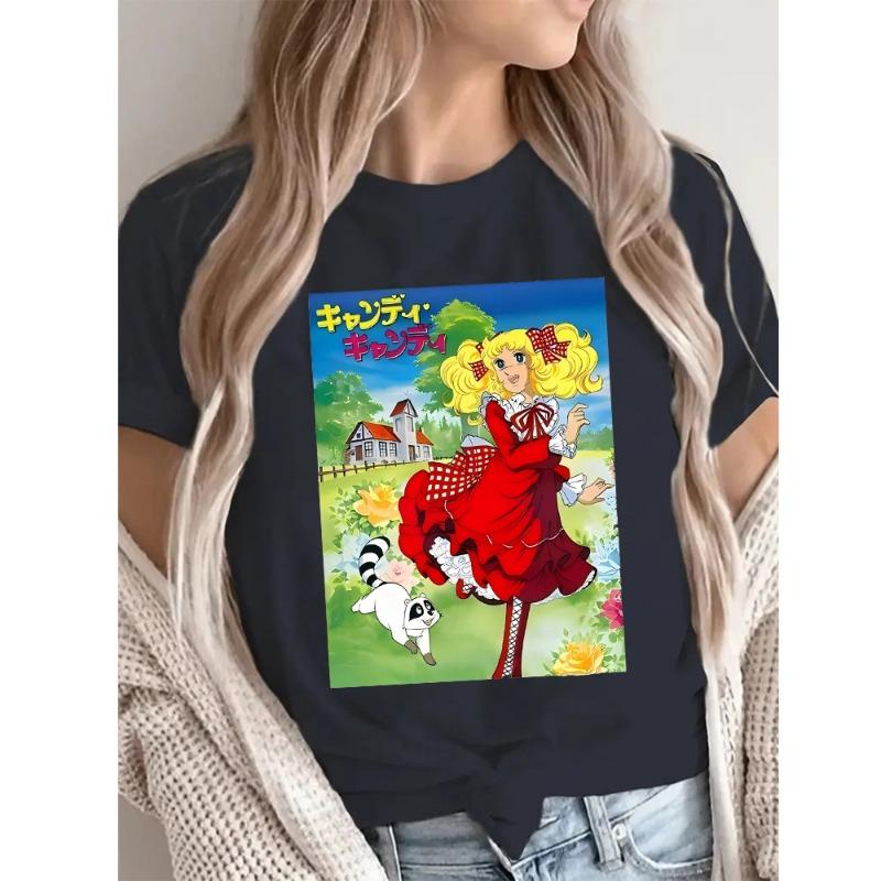 Candy Cartoon Print Streetwear T-shirt Harajuku Clothes Fashion Girls T Shirt Short Sleeve Summer