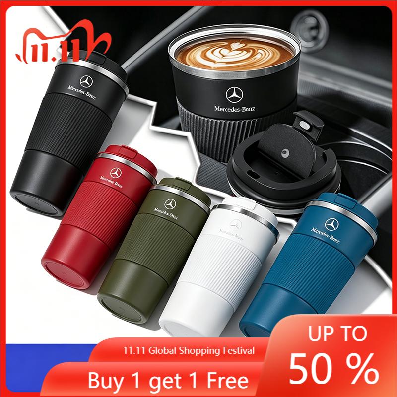 MEA4 500ml Stainless Steel Coffee Tumbler Thermos Cup Portable Travel Thermal Mug Stickers For Mercedes Benz C300 C250 C350 C Class