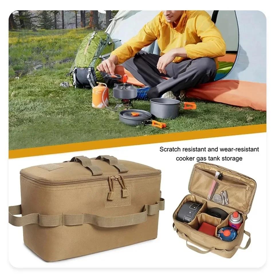 Outdoor Camping Gas Tank Storage Bag Large Capacity Ground Nail Tool Bag Gas Canister Picnic Cookware Utensils Kit Fishing Bag
