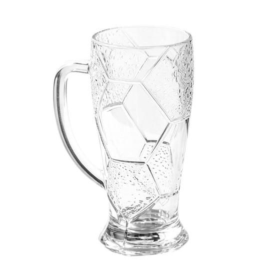 Soccer Beer Glass, 700ml Capacity Lead-Free Stein with Handle for Craft Beer, Sports Themed Beverage Cup for Party