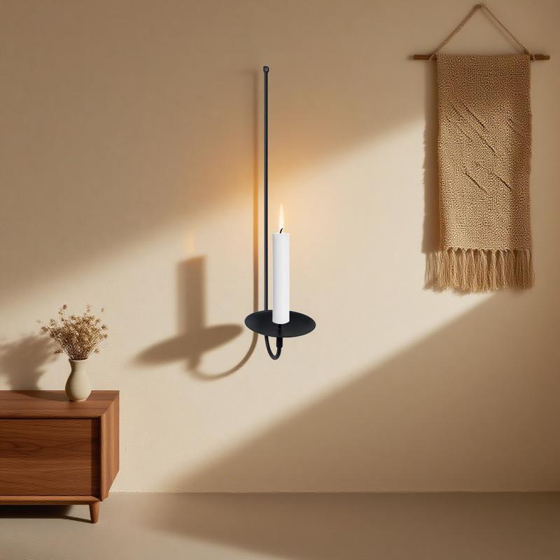 Modern Minimalist L-Shaped Black Metal Wall Candle Holder