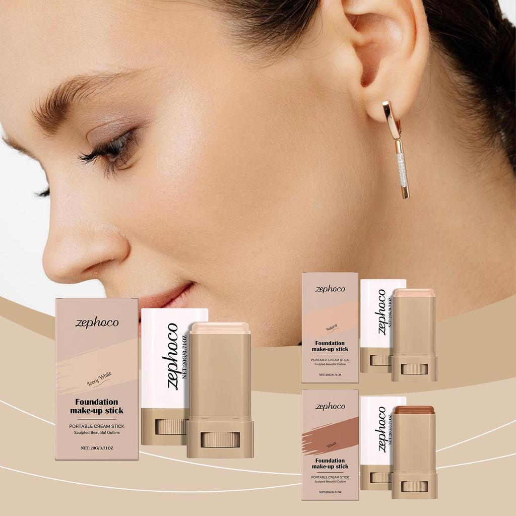 Zephoco Ivory White Hydrating Foundation Stick - Lightweight, Long-Lasting, Even Coverage.